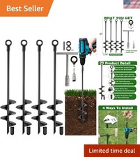 Ground Anchors Heavy Duty, Swing Set Anchor Kit 18 Inch 4 Pack Screw in Earth...