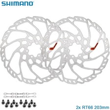 2pcs Shimano SM-RT66 203mm Disc Brake Rotor 6-Bolt MTB Bicycle Deore SLX w/ Bolt