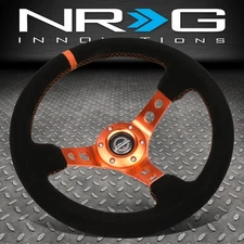 NRG INNOVATIONS RST-006S-OR 350MM 3"DEEP DISH SUEDE ORANGE STITCH STEERING WHEEL
