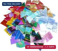 LITMIND 2.2LB Iridescent Mixed-Color Stained Glass Scraps - Irregular Mosaic Til
