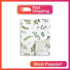 BORITAR Floral Leaf Baby Blanket for Boys Girls Super Soft Double Layer Minky wi