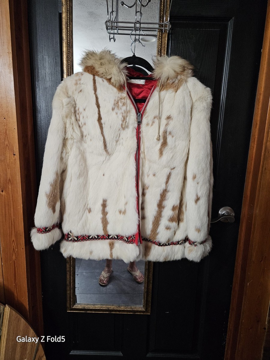 Vintage Rabbit Fur Coat Embroidery Accents SOFT