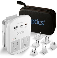 Ceptics World Travel Adapter US Outlets for Europe, UK, China, Australia  case