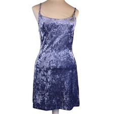 Forever 21 Women's S Crushed Velvet Mini Dress Blue Spaghetti Strap NWT Bodycon