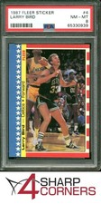 1987 FLEER STICKER #4 LARRY BIRD CELTICS HOF PSA 8 SET BREAK