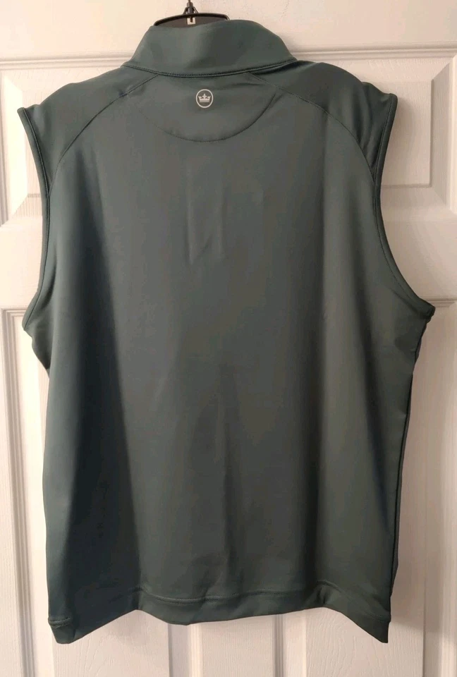 Chaleco Peter Millar Green Forge Performance 1/4 cremallera nuevo con etiquetas mediano precio de venta sugerido por el fabricante 125 USD Foto 3 de 4