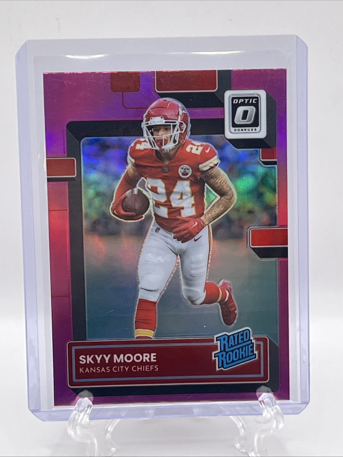 2022 DONRUSS OPTIC #224 SKYY MOORE RATED ROOKIE PINK PRIZM KANSAS CITY CHIEFS RC
