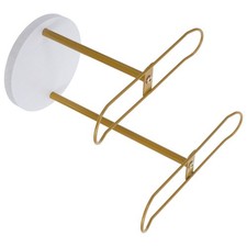 Headband Display Stand with Wood Base - 2-Tier Metal Organizer Rack for