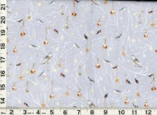 Christmas Ornaments Birds Snowy Branches Quilting Fabric by Yard Z25