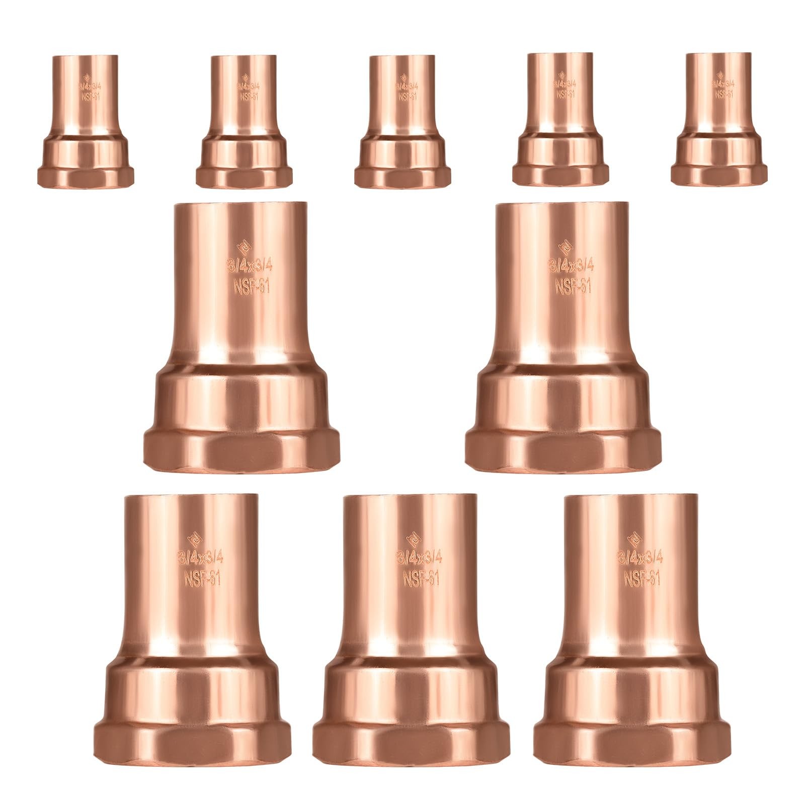 10Pcs 3/4"FTG x 3/4"Copper Female Street Adapter(COPPER042-10)