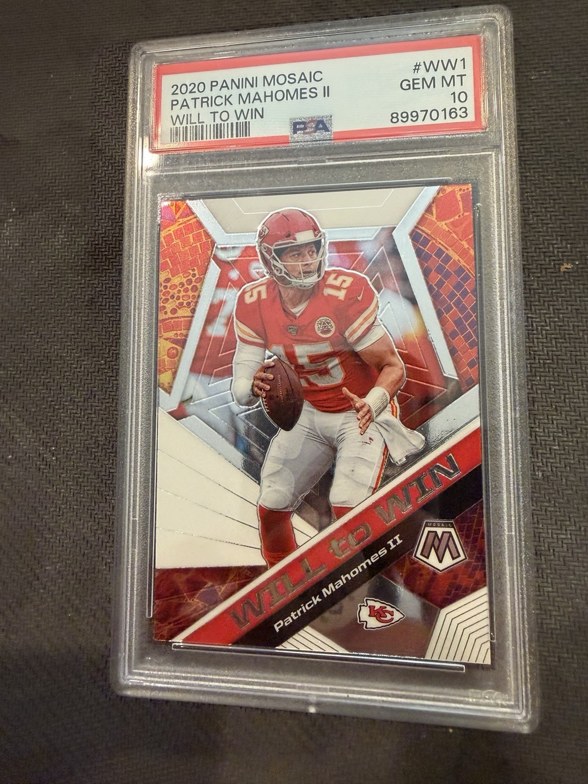 Panini Mosaic 2020 Patrick Mahomes II Chiefs Will to Win #WW1 PSA 10 view 3