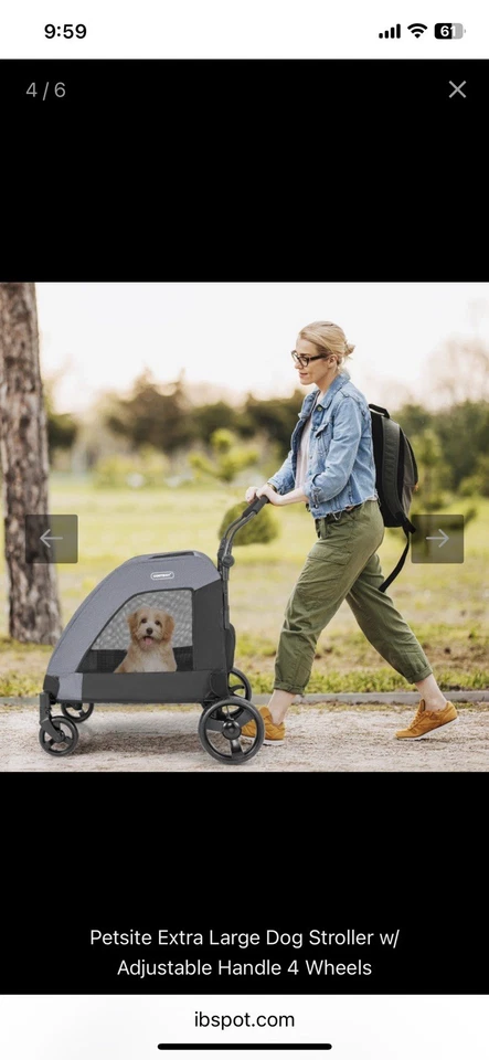 Petsite extra großer Hundekinderwagen mit verstellbarem Griff 4 Rollen Doppeleinstieg - Bild 2 von 4