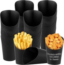 100 St&uuml;ck Pommes Becher Kraftpapier, 14oz Schwarzer Pommes Frites Becher