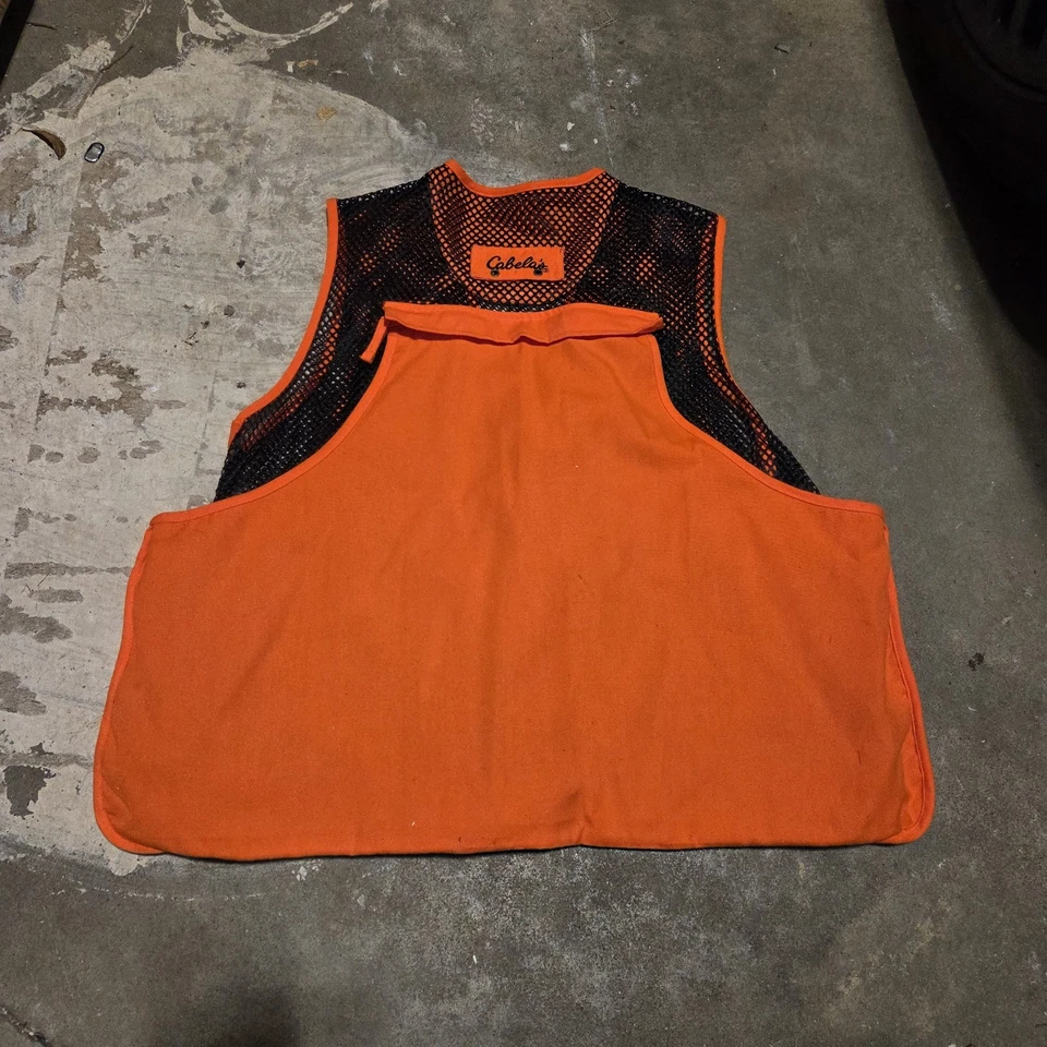 Cabelas Hunting Vest Mesh Back Orange And Black Zip And Pockets - Image 3 of 3
