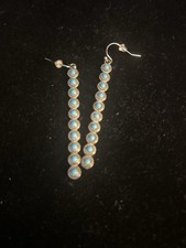 Faux Silver And Turquoise Dangle Earrings