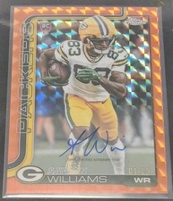 2025 Topps Chrome Football Savion Williams Orange Geo Rookie Auto /25 Packers RC