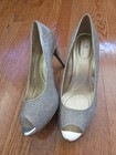 Bandolino Size 9 Gold Sparkling Metallic Glitter Peep Toe Platform Pumps Heel — photo 1