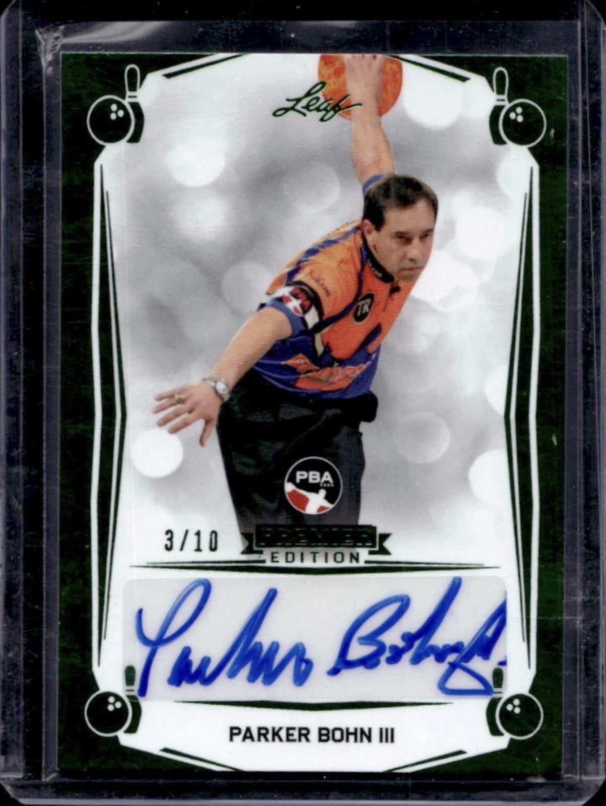 Parker Bohn III 2023 Leaf Premier Edition PBA Green Autograph Bowling #d /10