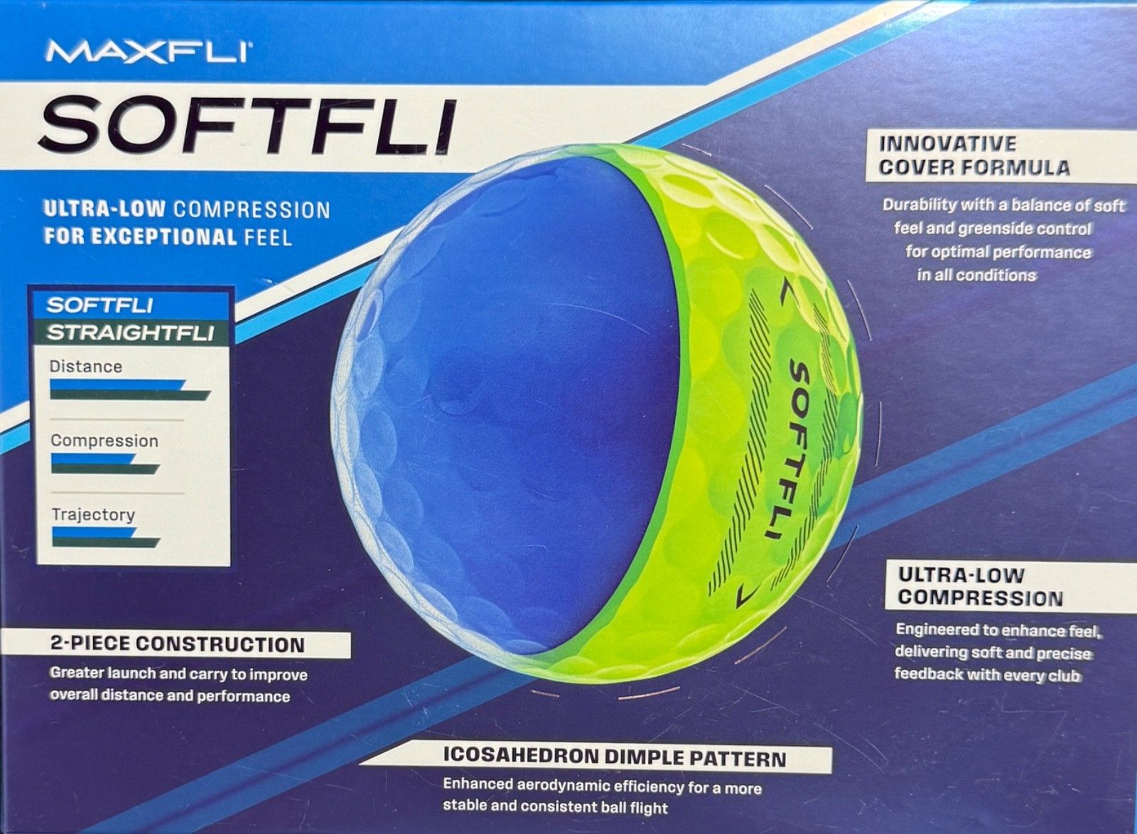 NEON GREEN Maxfli SoftFli Golf Balls - NEW Sleeve - 3 MATTE GREEN Golf Balls