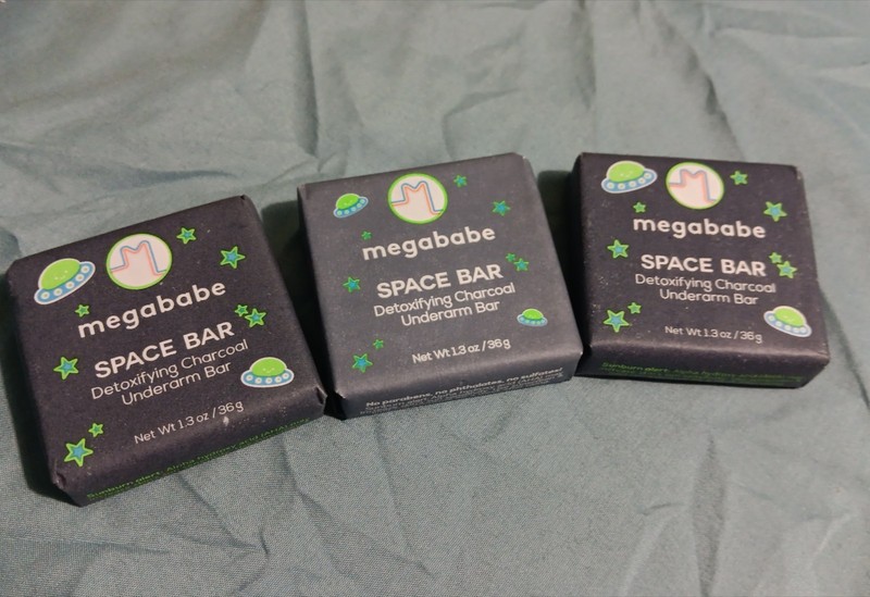 (X3)Megababe Space Bar Detoxifying Charcoal Underarm Bar 1.3 Oz Ea MINI SIZE BAR