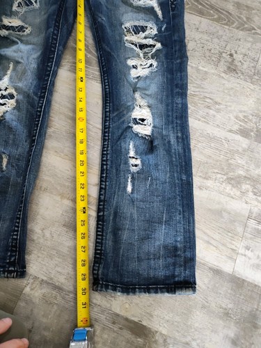 Rock Revival Mens Salim Relax Straight 17 Jeans 36x30 Blue Embroidery Distressed - Picture 16 of 22