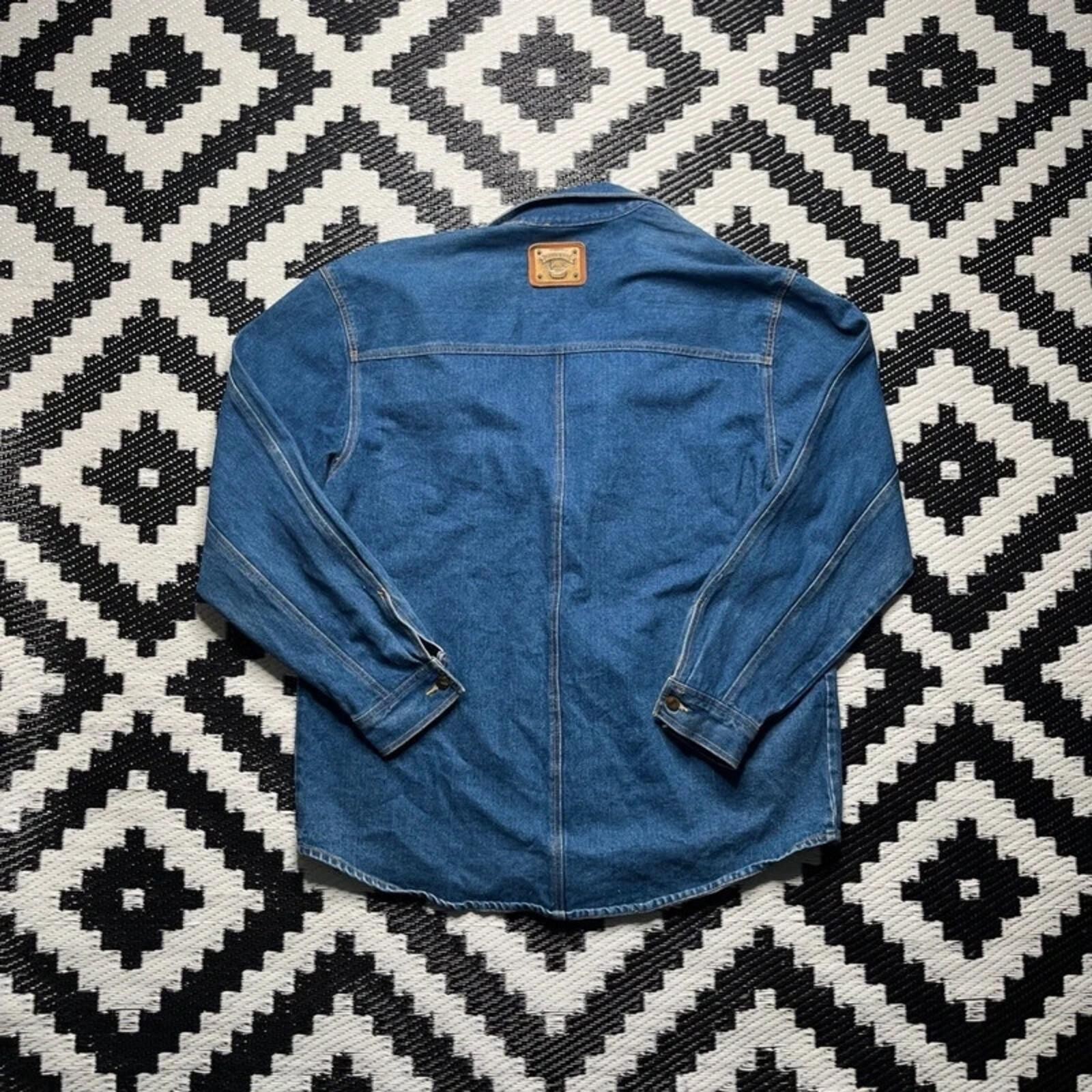 Vintage 90’s Karl Kani Men’s Blue Denim Shacket | XL image 6