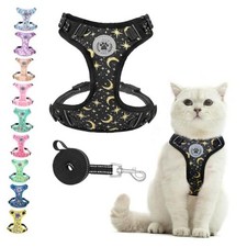 Cat Harness and Leash Set for Walking Escape Proof, M Chest: 12 - 19" Black