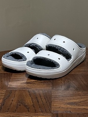 Crocs Fuzzy Sandals Shoes Mens Size 9 Womens 11 Faux Fur Lined Comfort 207446