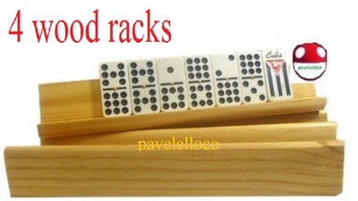 Wood Domino Trays New Set of 4 tablitas de domino doble nine fix ten tiles each
