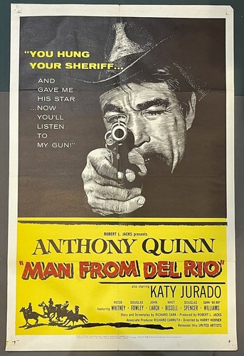 Vintage 1956 Anthony Quinn “The Man From Del Rio” One Sheet Litho Movie Poster - Picture 1 of 2