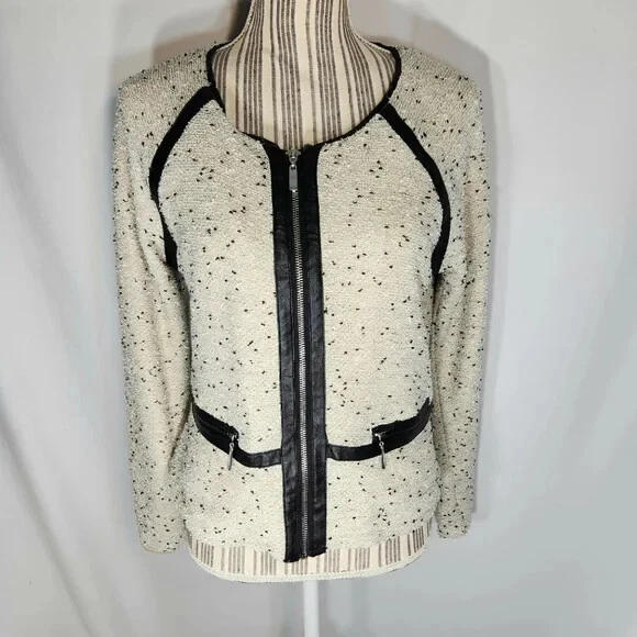 OFF WHITE Giacca a maniche lunghe ARYN K bianco sporco con zecche nere cerniera intera taglia media