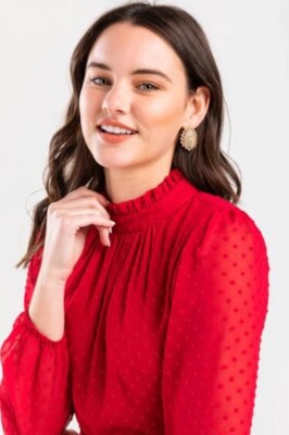 Francesca's swiss dot long sleeve red dress, XSMALL | eBay