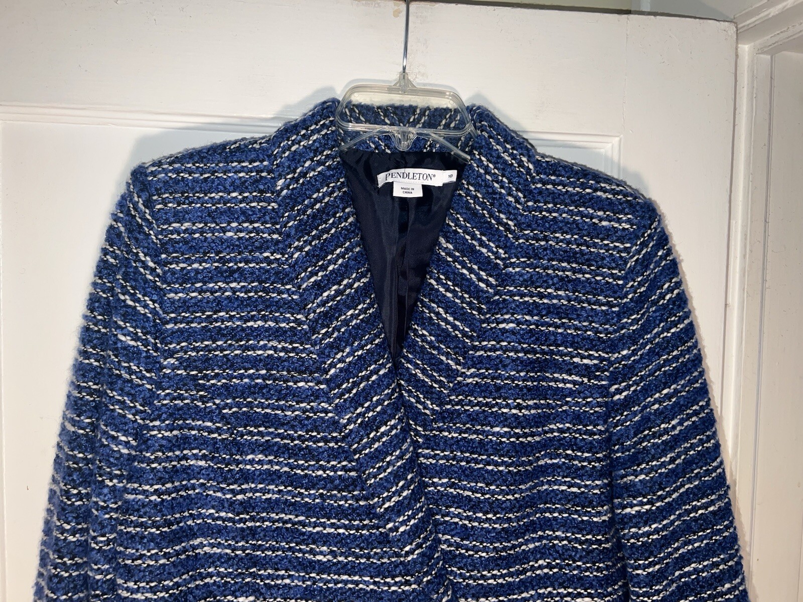Pendleton Blue Tweed Striped Snap Button Blazer S… - image 2