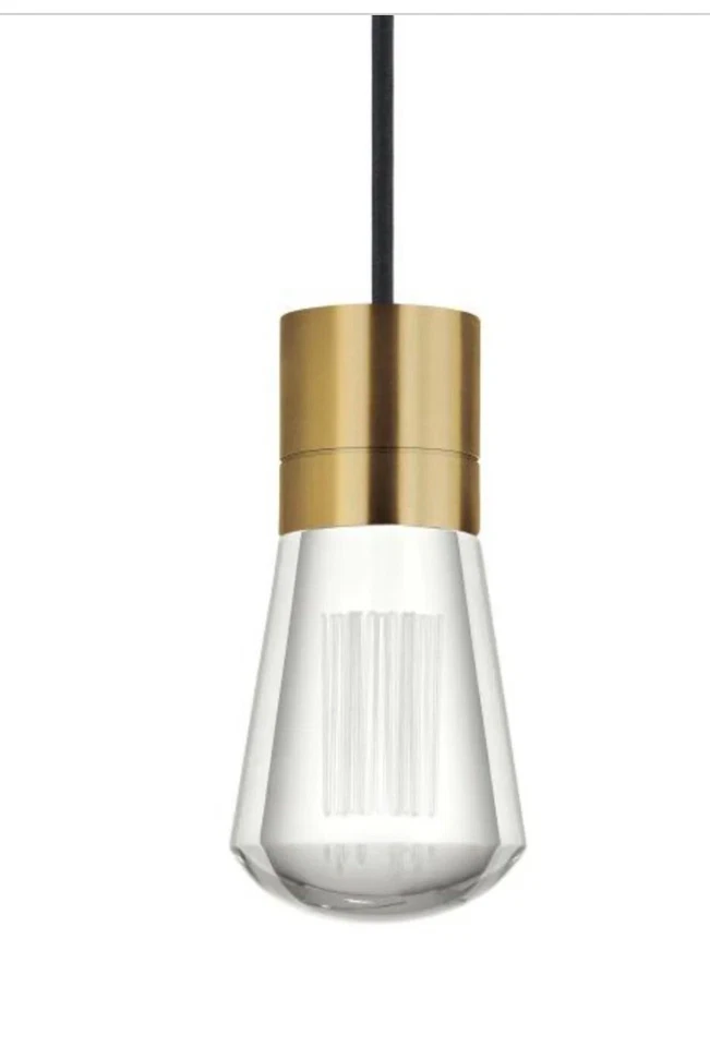 Visual Comfort ALVA Light Pendant Hanging Fixture By Sean Lanvin Brass Gold LED - Image 2 of 3