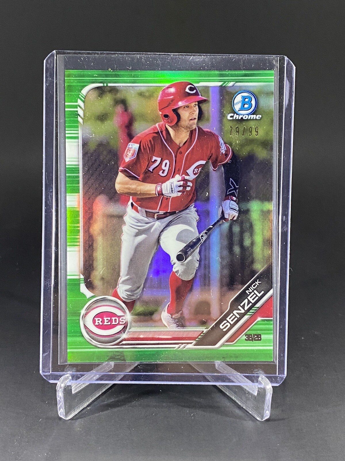 2019 Bowman Chrome Nick Senzel Green Refractor 79/99 #BCP-43 Cincinnati Reds