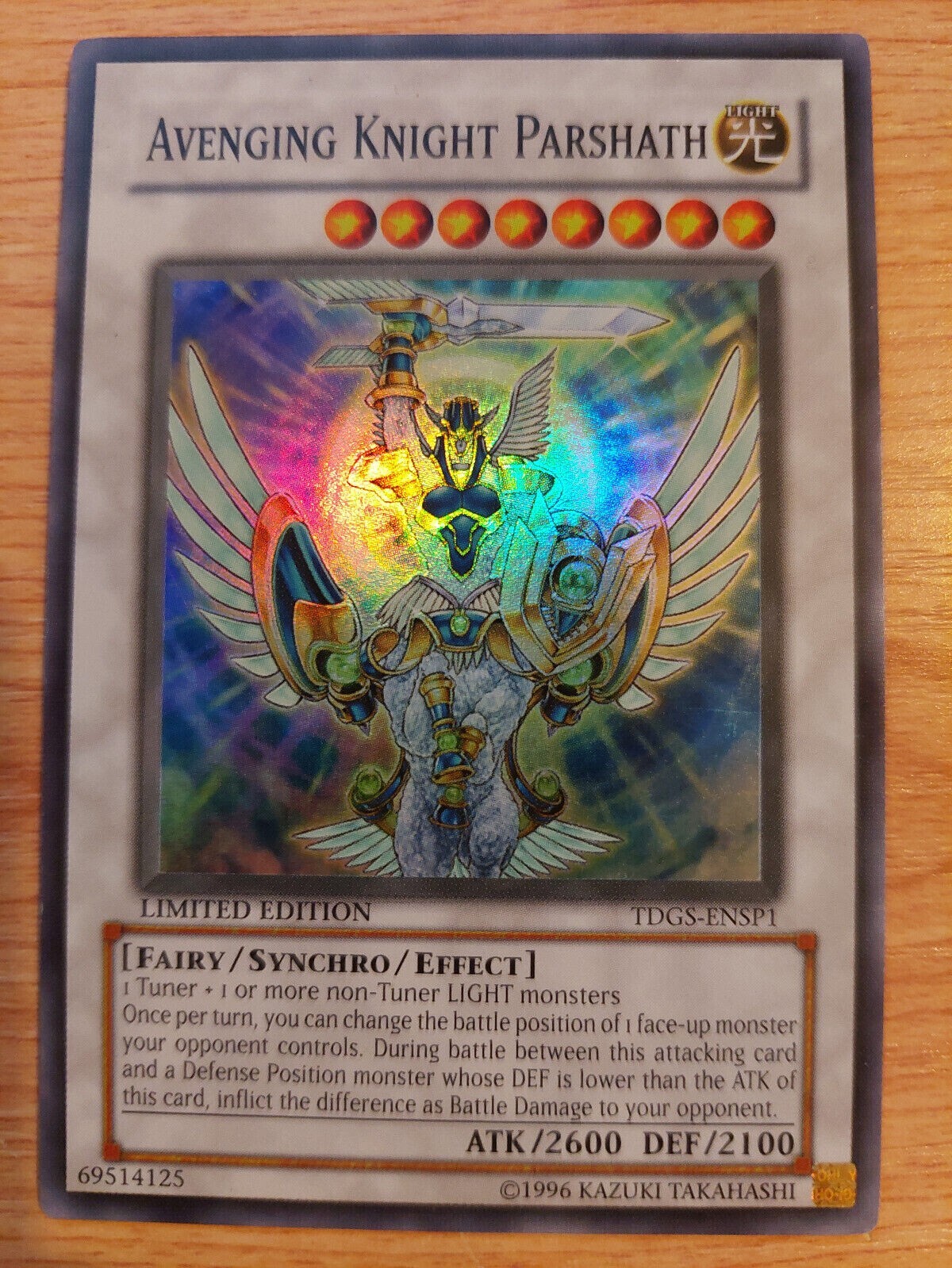 Yu-Gi-Oh TCG Avenging Knight Parshath TDGS-ENSP1 Limited Super Rare Card  
