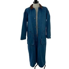 Ja Denim Duster Womens Size Medium Vintage Suede Collar Pockets Pure Cotton