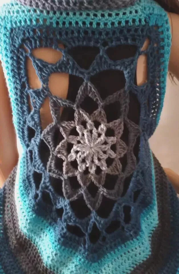 handmade crochet womans mandala top vest festival plus xl/1x spirit USA made