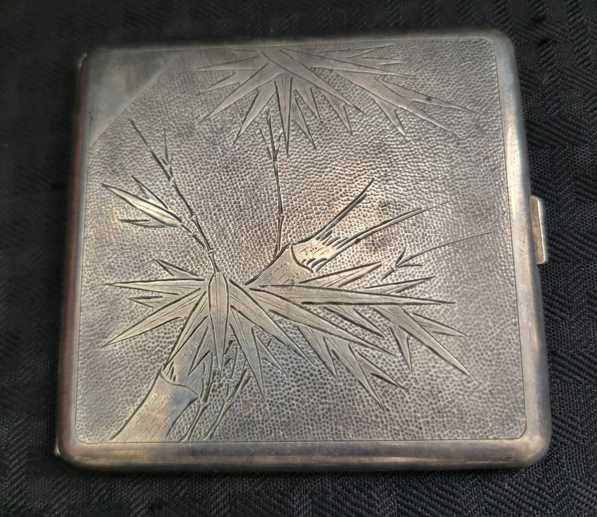 nice cigarette case Antique Sterling Silver Cigarette Case Walker 90 Silver Estate Find Bamboo  Motif
