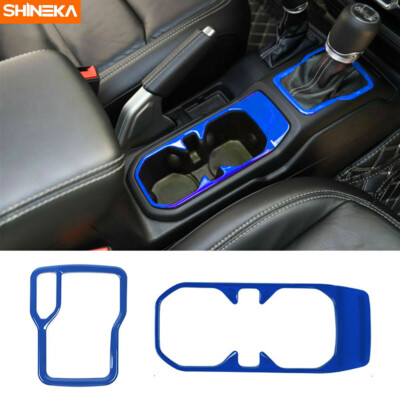 Gear Shift Panel Water Cup Holder Cover Trim For Jeep Wrangler JL 2018-2021 Blue