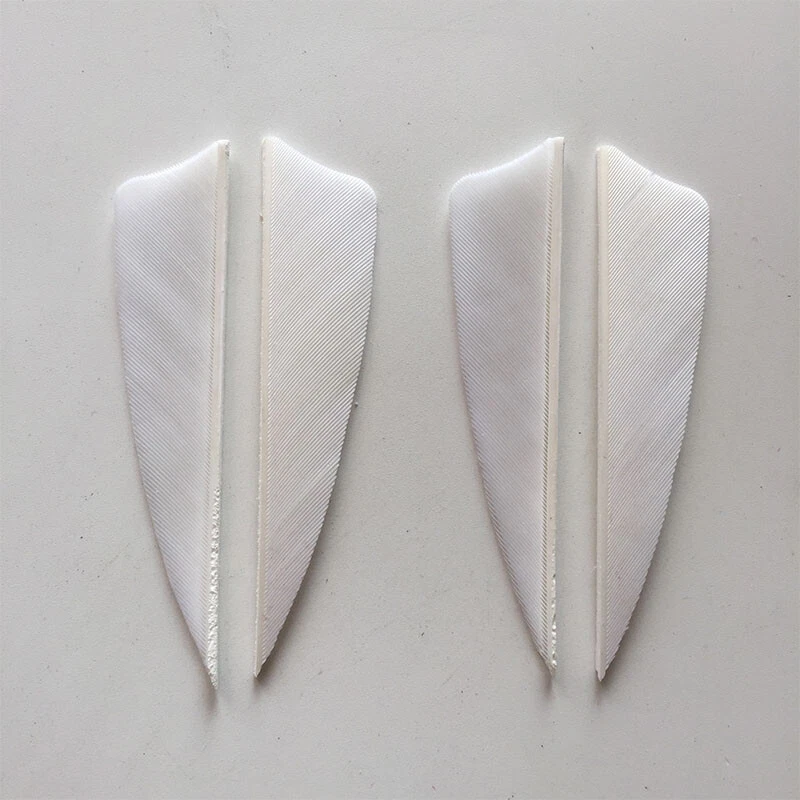 50PCS 3inch White Shield Archery Fletches Fletching Arrow Feathers RW LW - Image 2 of 4