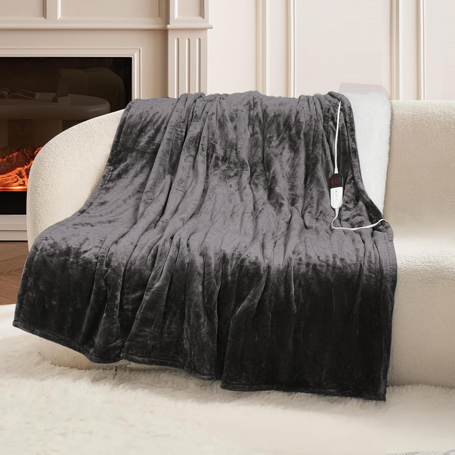 Cozy 62x84 Heated Electric Blanket Twin Size with 10 Heat Settings & 6-Hour Auto-Off