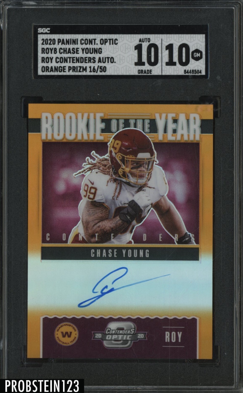 Chase Young Panini Contenders Optic Rookie of the Year Contenders Autographs #ROY8 Orange