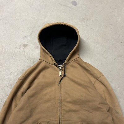 VTG Carhartt Distressed Brown Thermal Insulated Heavy Hoodie VTG Carhartt Distressed Brown Thermal Insulated Heavy Hoodie