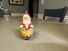 Vintage 1984 SANTA  TOY BAG Christmas Ornament Designer Collection Hard Plastic