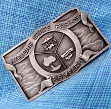 Kansas State Parks 25th Year Anniversary Belt Buckle 1983 Serial  90 Vtg.MMR751
