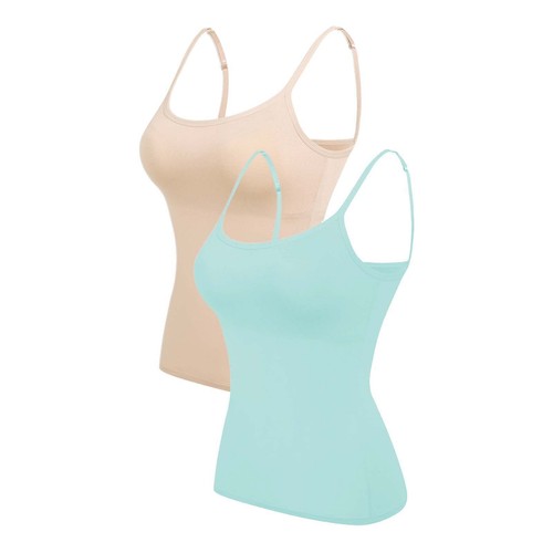 2PCS Women's Camisole with Built in Shelf Bra Adjustable Strap Vest Comfort Tops - Picture 83 of 99