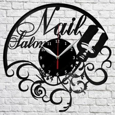 Nail Salon Vinyl Record Wall Clock Home Fan Art Decor 12'' 30 cm 5668