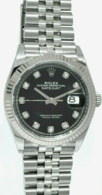 【R&B】code3 NOS Rolex Datejust Steel Black Diamond Dial Mens 36mm Watch '21 B