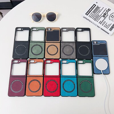 For Samsung Galaxy Z Flip 7 6 5 43 Magsafe Magnetic Leather Shockpoof Phone Case